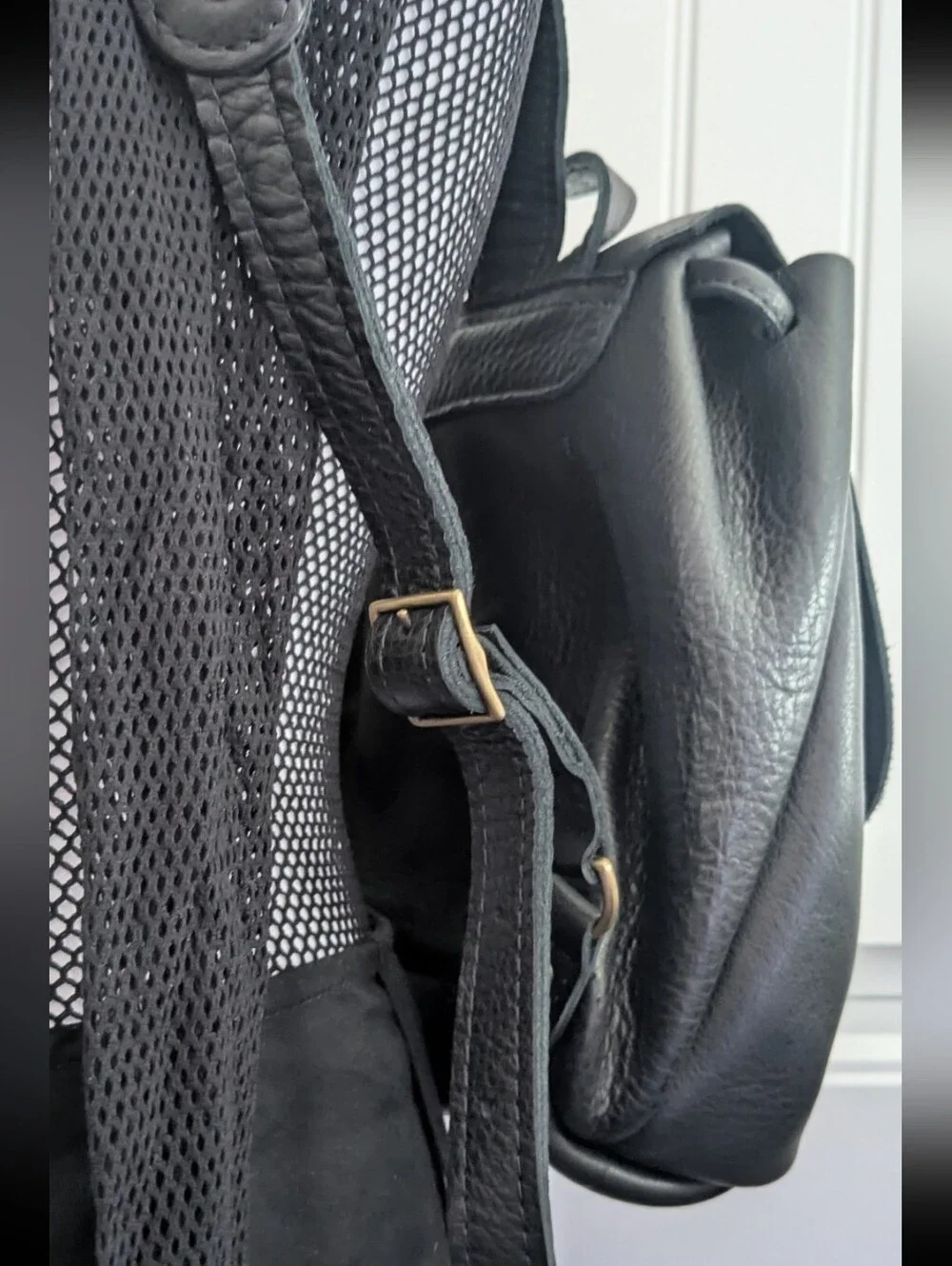 Portland Leather - Bucket Drawstring Backpack , Black